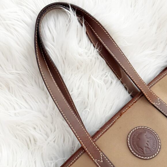 HUNTING WORLD | Canvas Leather Tote Bag Zipper Top Taupe Tan Brown Trapeze - Picture 4 of 8